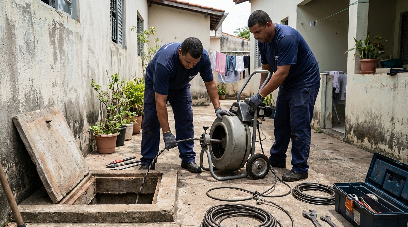 Desentupimento de Coluna Sanitária em Botujuru, Mogi das Cruzes‑SP